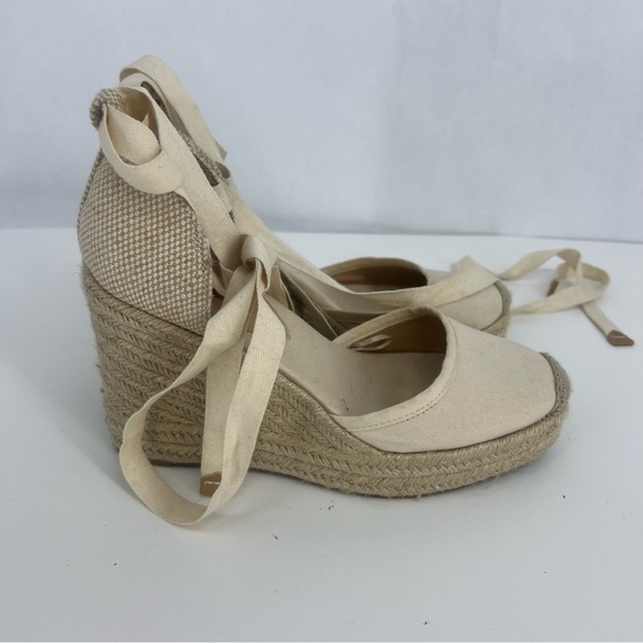 Express Shoes - Express Cream Espadrille Wedges